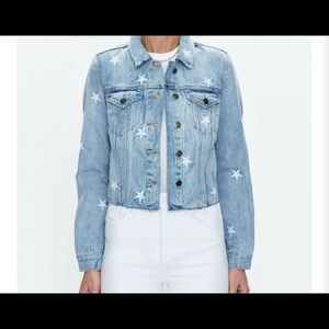 Pistola cropped denim jacket with star embroidery